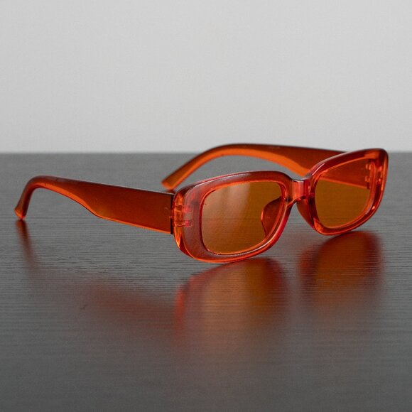 Blood Orange Retro Rectangle Sunglasses | Y2K Street Style Vibes - Picture 1 of 1